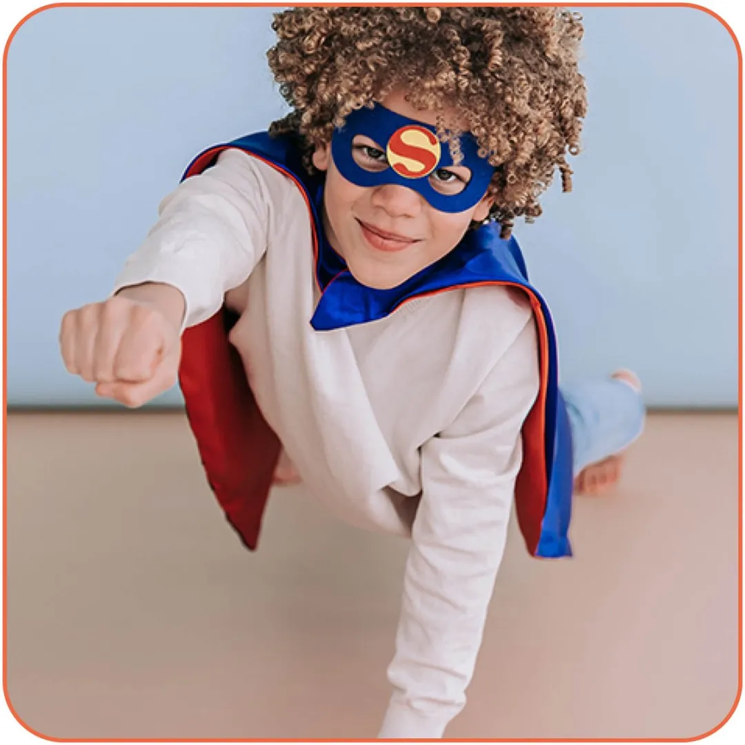 Jobber Toys Superheld Verkleedpak - Cape & Masker Blauw/Rood 3-7 jaar