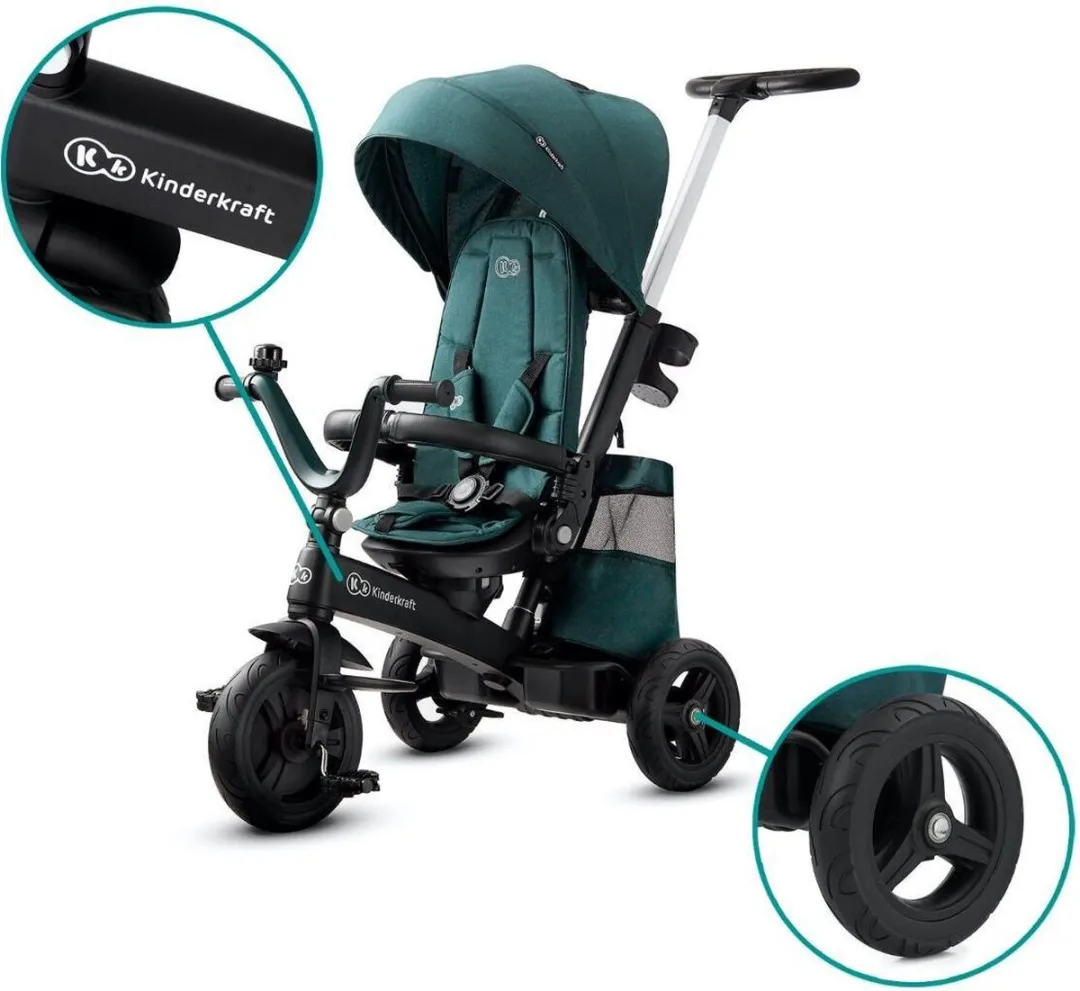 KinderKraft EASYTWIST Driewieler Groen - 360° Draaibaar & Opvouwbaar