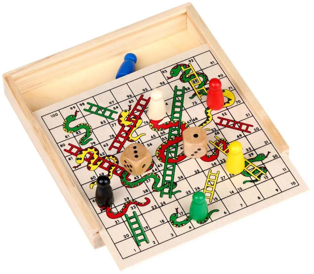 Eddy Toys Slangen en Ladders Bordspel 15x15cm