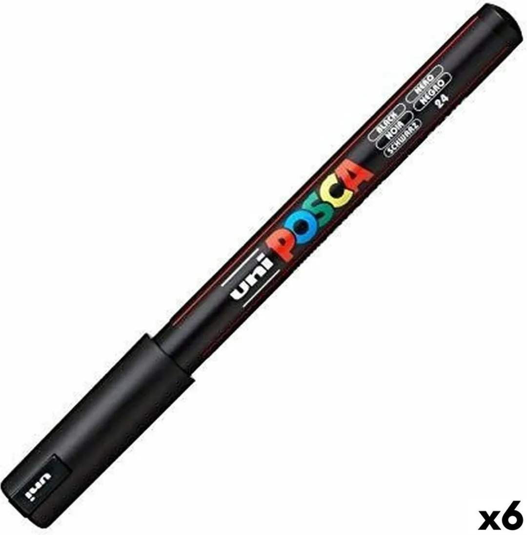 Posca PC-1MR Markerpen - Zwart - 6 Stuks