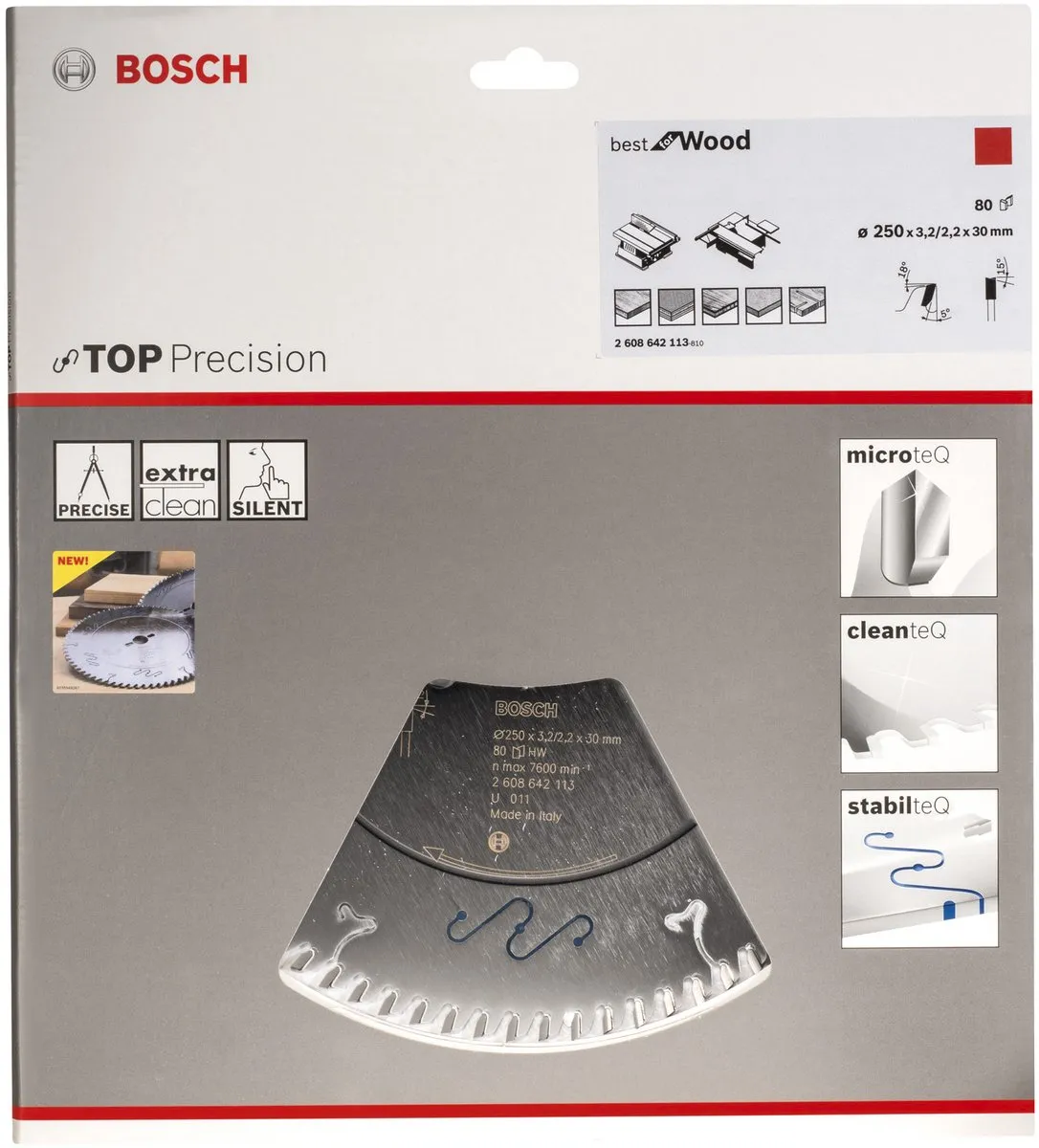 Bosch Professional Cirkelzaagblad Top Precision Best for Wood 250mm - 80 Tanden