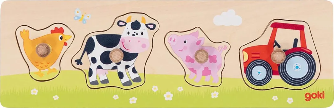 Goki Lift-out Puzzle On The Farm - 6 Stuks - Multicolor