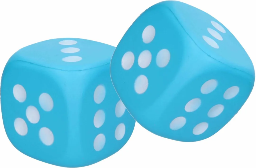 Johntoy Grote Foam Dobbelsteen 12cm - Blauw - 2 Stuks