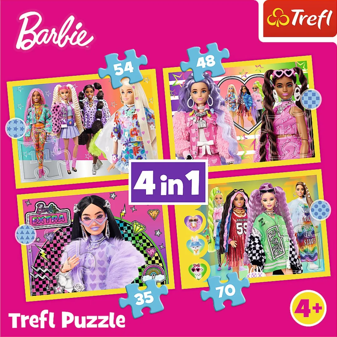 Trefl Barbie 4-in-1 Puzzel - 41 Stuks - Multicolor