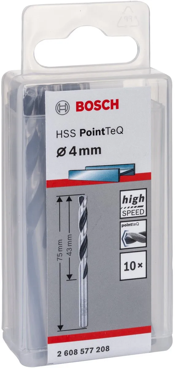 Bosch HSS PointTeQ DIN 338 4x43x75mm - 10 Stuks
