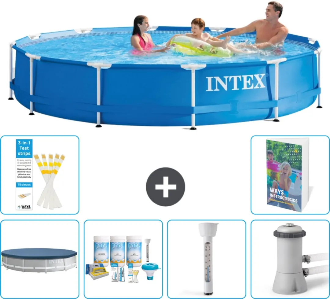 Intex 28210NP-Blauw Rond Frame Zwembad 366x76cm