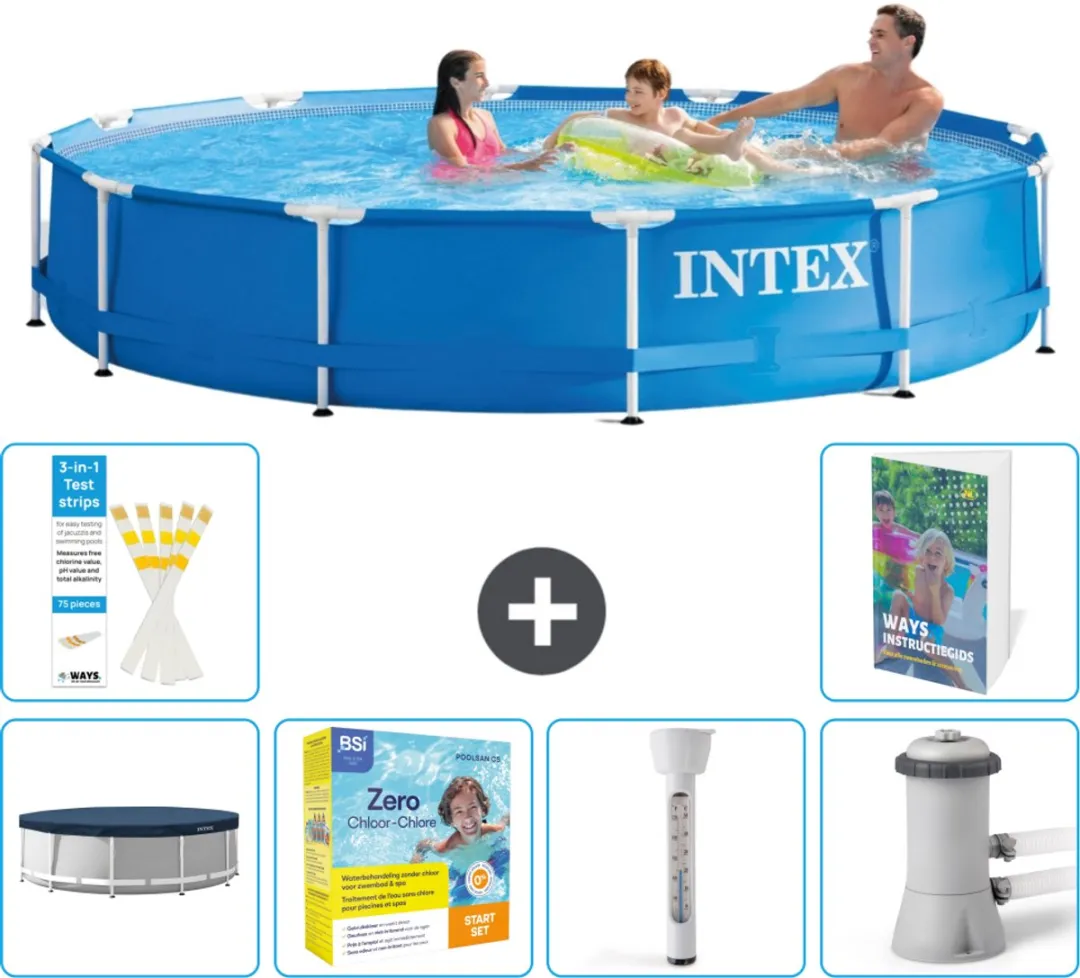 Intex 28210NP-Blauw Rond Frame Zwembad 366x76cm - Blauw