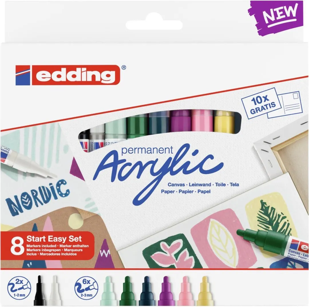 edding Nordic Acrylverf Starterset 8 Markers - Watervast