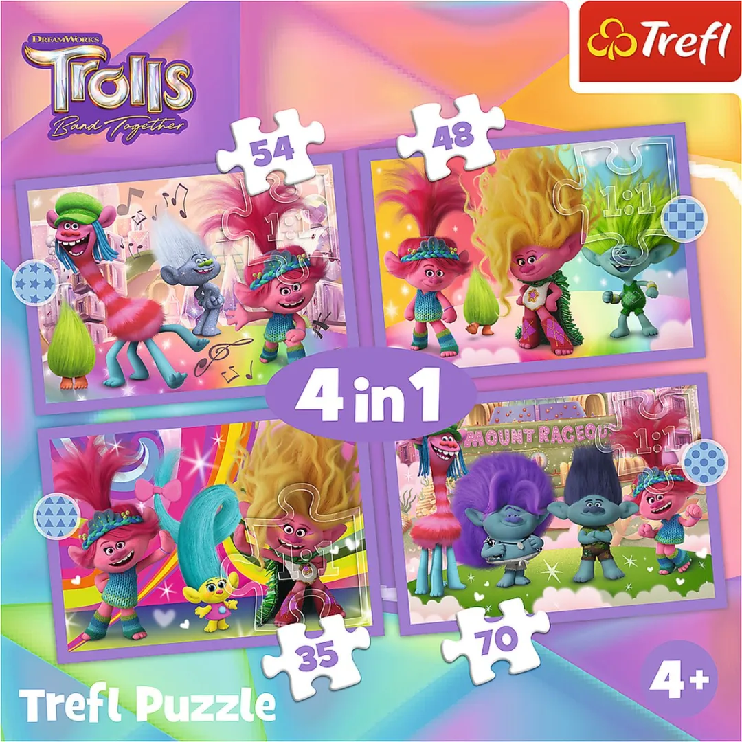 Trefl Avonturen van Kleurrijke Trollen 4in1 1000 Stuks - Multicolor