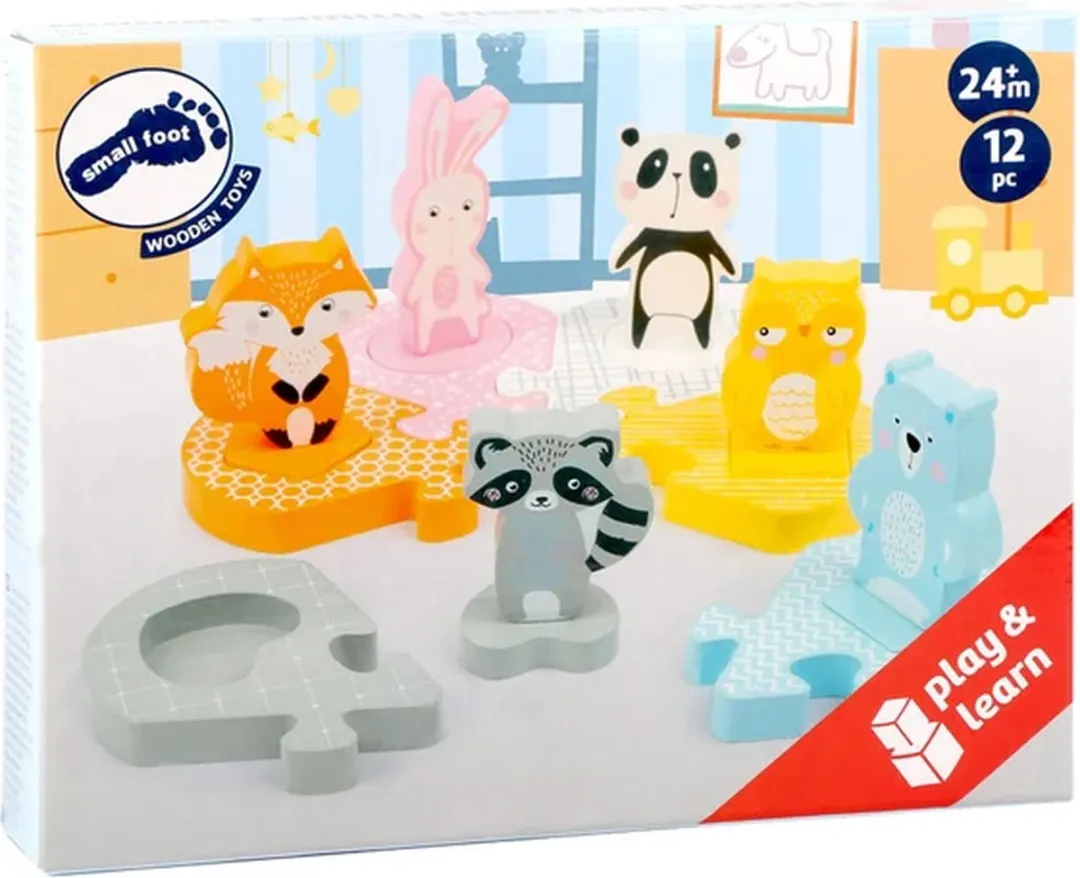 Small Foot Houten Vormenpuzzel Dieren - Wit