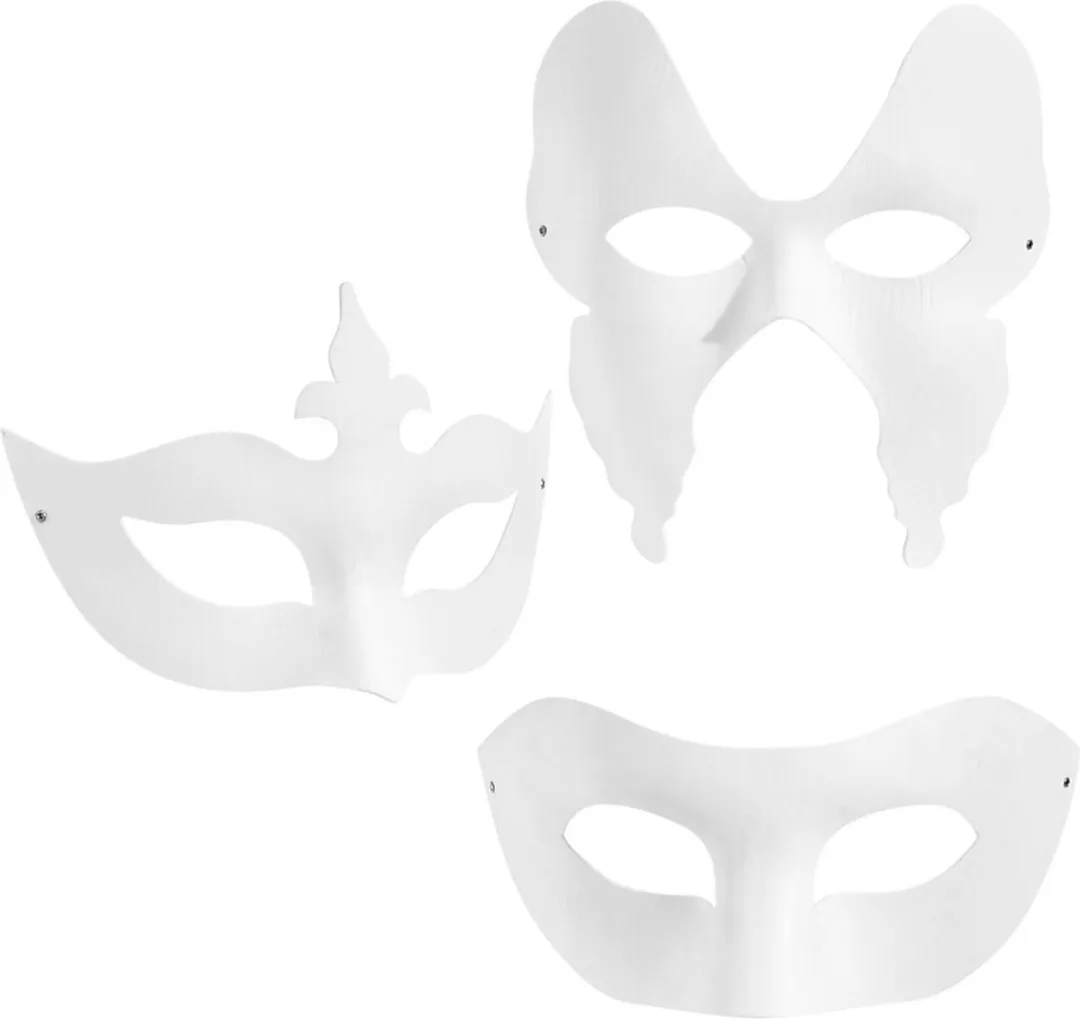 Creativ Company Harlekijn Maskers Wit - 12 Stuks