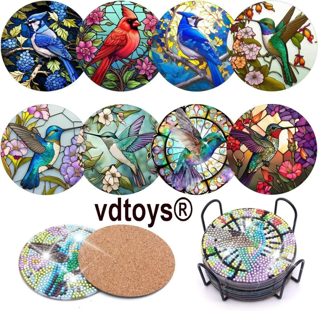 VDTOYS Diamond Painting Onderzetters Set D Vogels