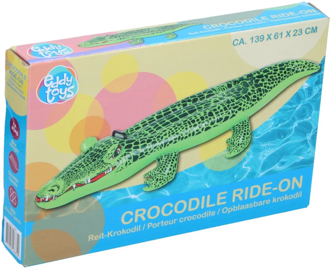 Eddy Toys Opblaas Krokodil Zwembadfiguur 139x61x23cm - Groen