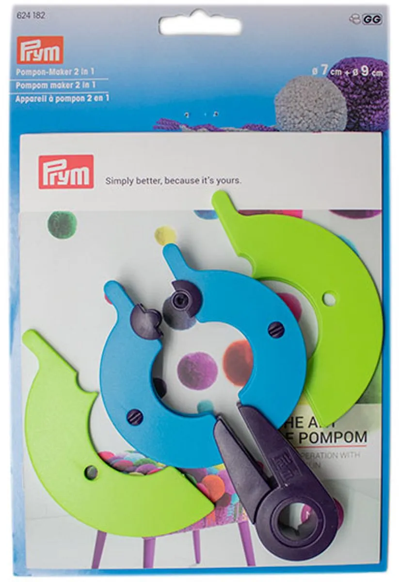 Prym Pompon Maker 2-in-1 Large - Blauw/Zwart/Groen