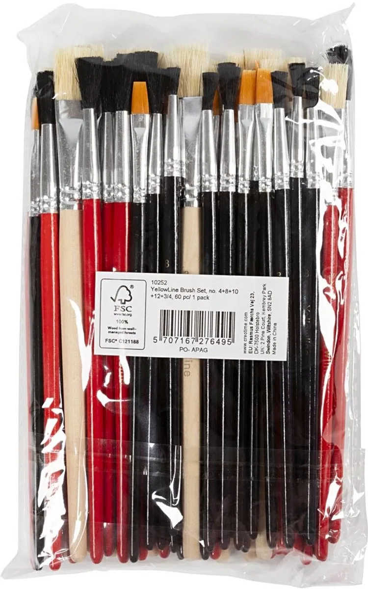 Creativ Company YellowLine Kwastenset - 60 Stuks
