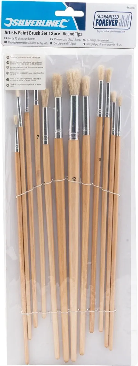 Silverline Penselen Ronde Punten - 12 Stuks