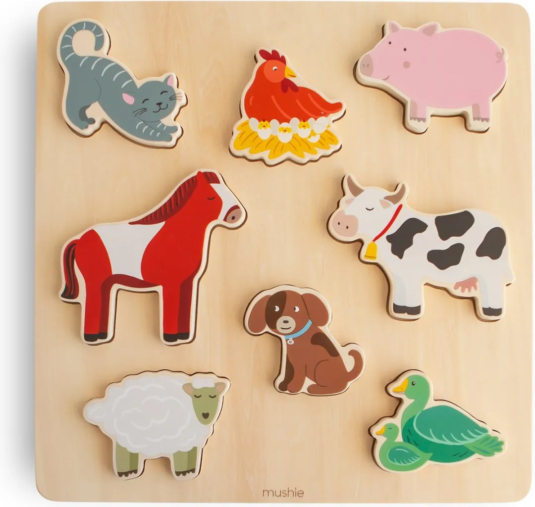 Mushie Houten Inlegpuzzel Farm