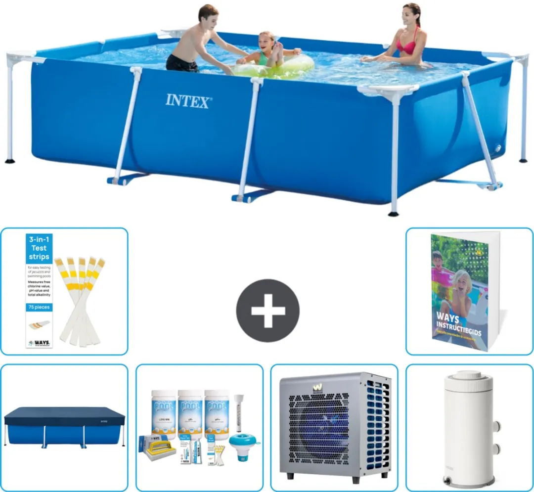 Intex Rechthoekig Frame Zwembad 300x200x75cm - Blauw - 7-delig