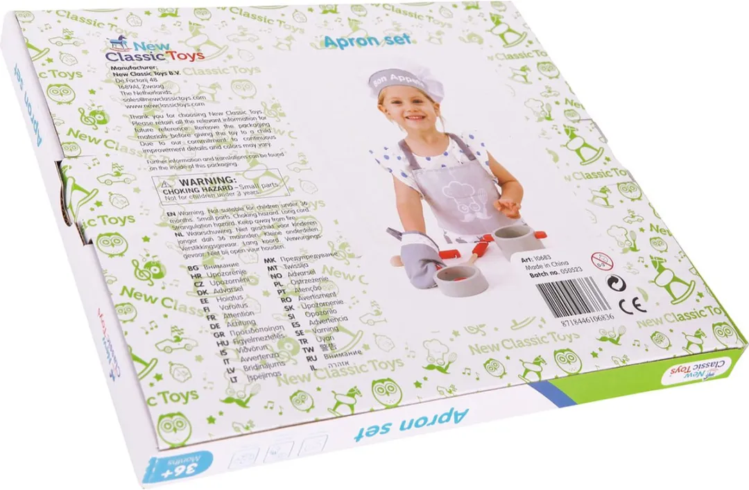 New Classic Toys Keukenschort Wit - inclusief muts en ovenwant