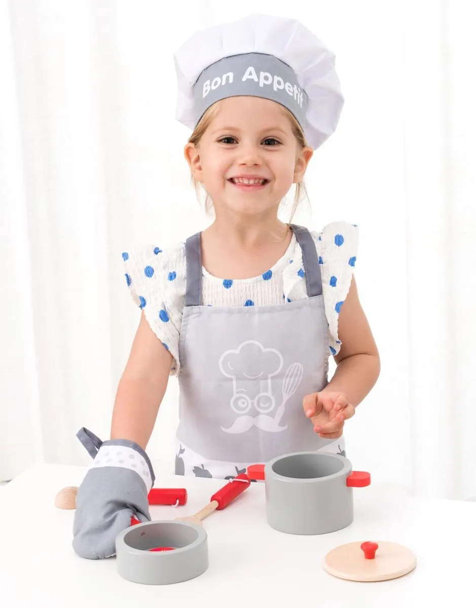 New Classic Toys Keukenschort Wit - inclusief muts en ovenwant