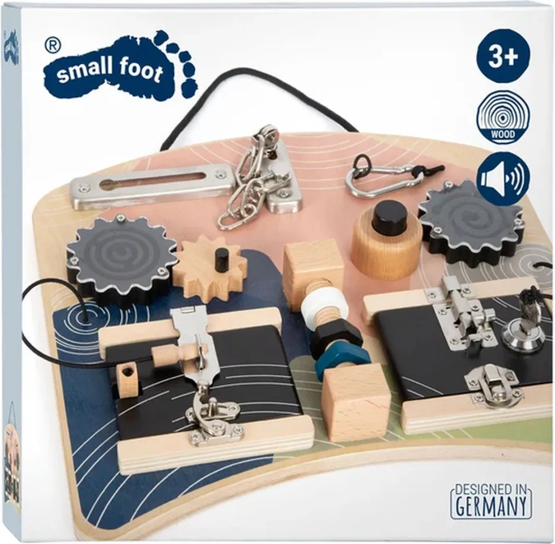 Small Foot Houten Activiteitenbord Rotatie & Sloten - 14 Puzzels - afbeelding 6 van 6