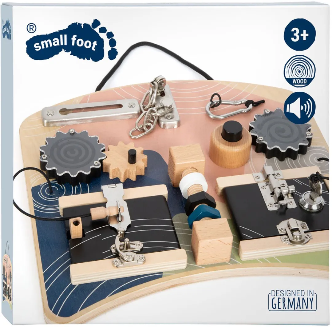 Small Foot Houten Activiteitenbord Rotatie & Sloten - 14 Puzzels