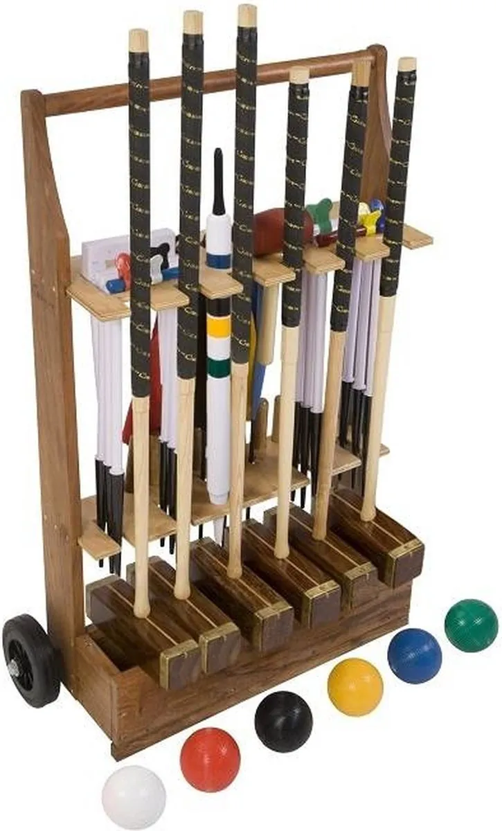 Ubergames Meester Croquet Set 6 Personen - 16mm Poorten - Kunststof Bollen