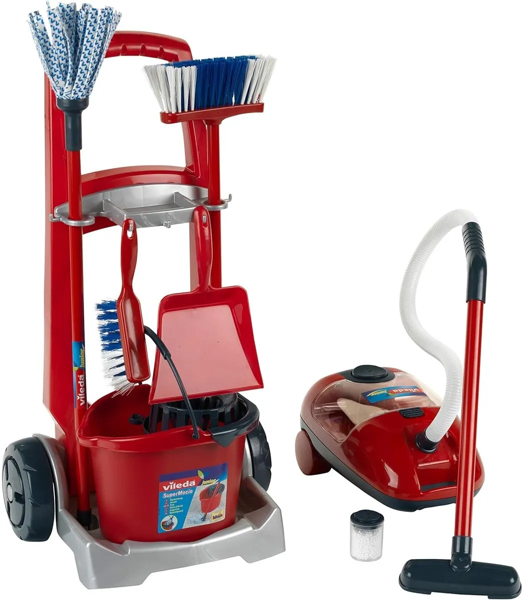 Klein Toys Vileda Speelgoed Schoonmaaktrolley - Rood