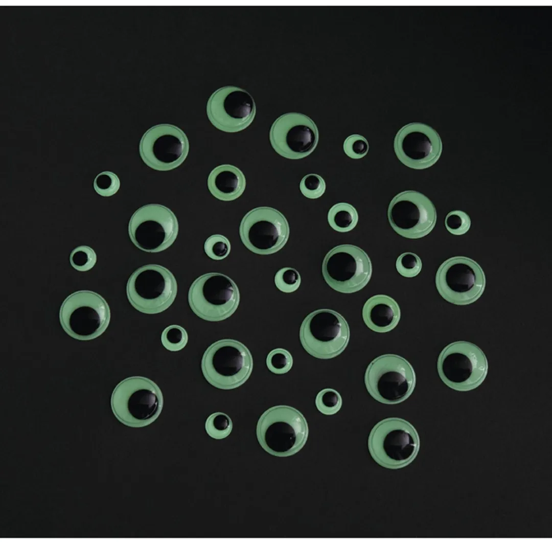 Rayher Wiebel Oogjes 80 Stuks - Glow in the Dark - 4 Formaten - Zwart
