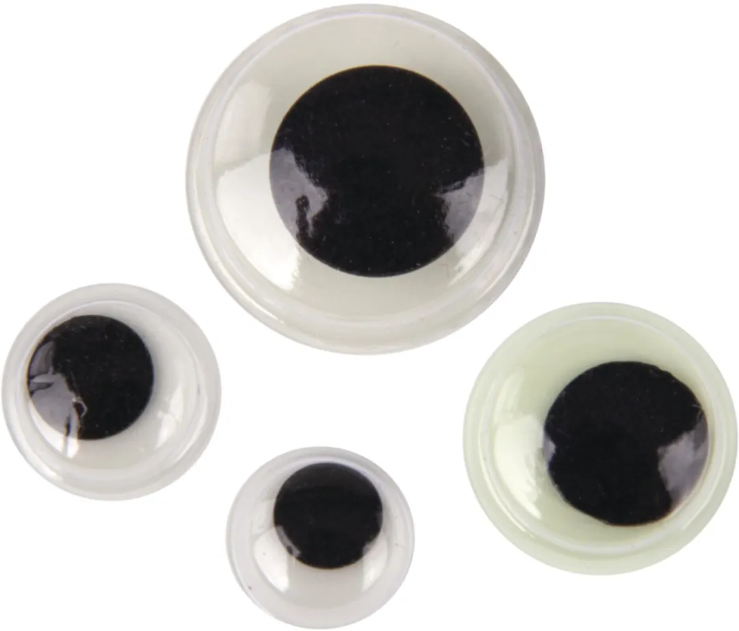 Rayher Wiebel Oogjes 80 Stuks - Glow in the Dark - 4 Formaten - Zwart