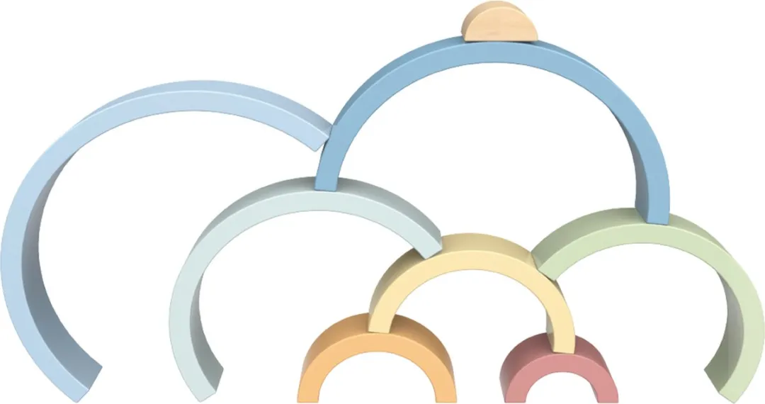 Tooky Toy Houten Regenboog Stapelaar - 8 Stuks Multikleur