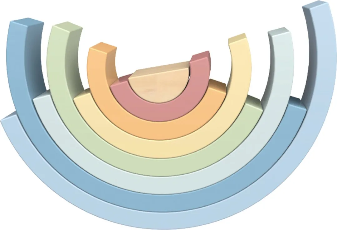 Tooky Toy Houten Regenboog Stapelaar - 8 Stuks Multikleur
