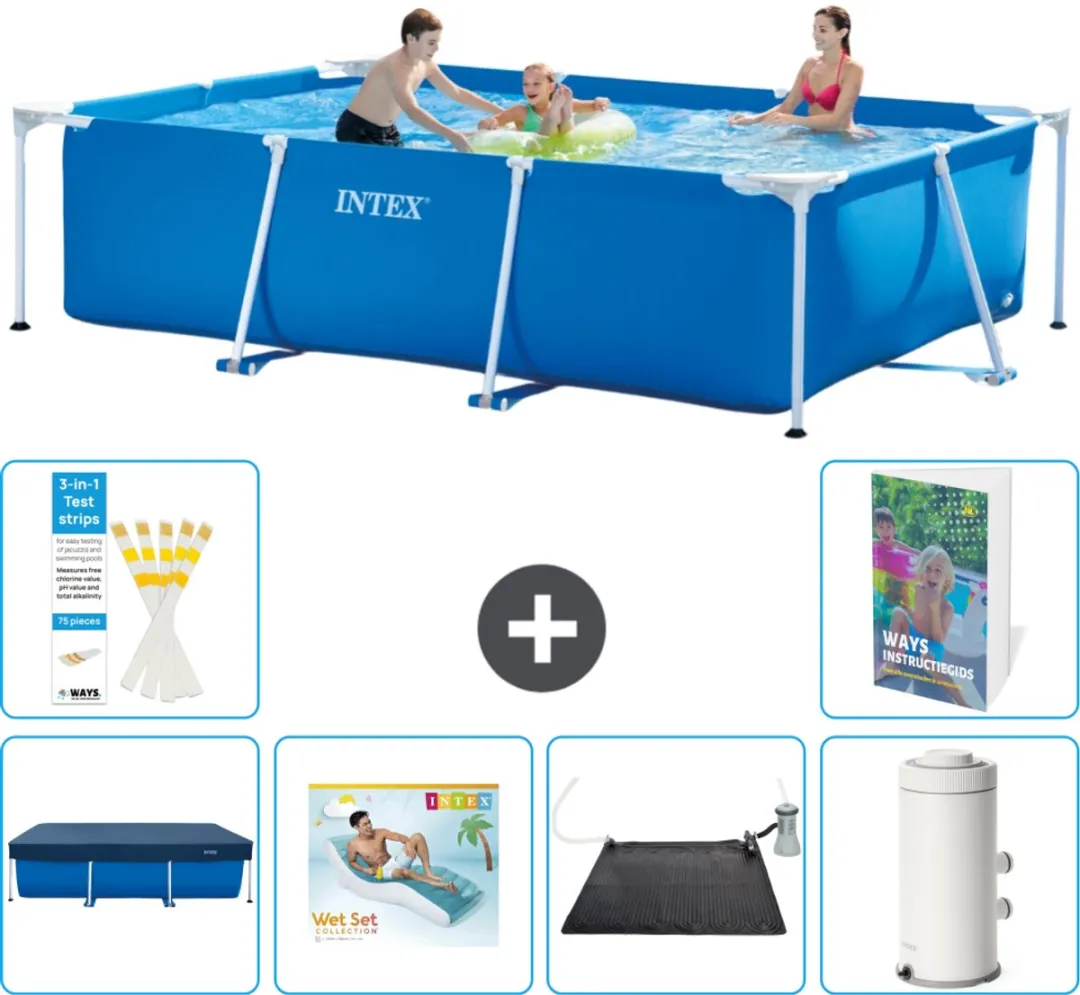 Intex Rechthoekig Frame Zwembad 300x200x75cm - Blauw - 7-delig