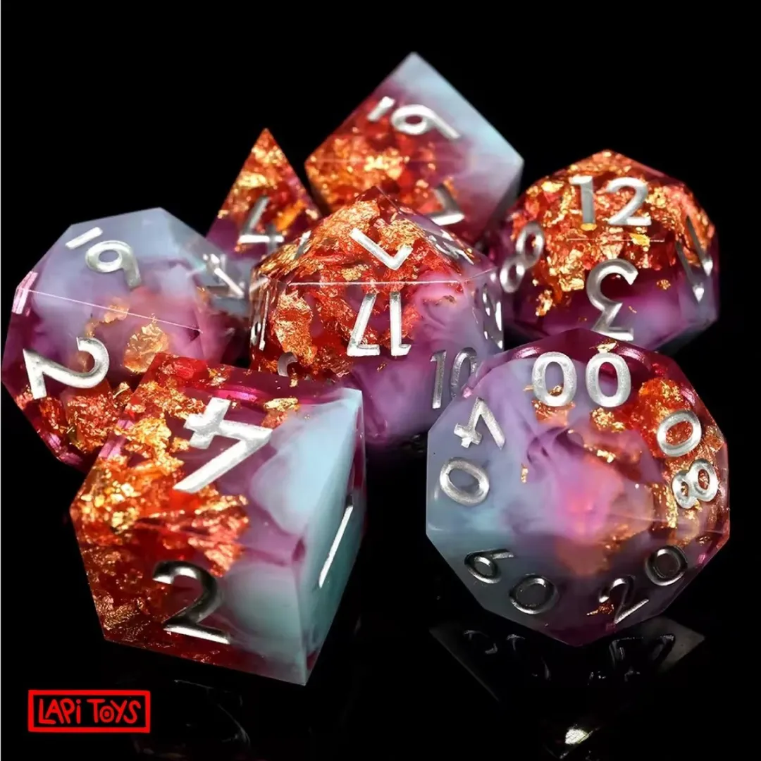 Lapi Toys Polydice D&D Dozen - 7 Stuks - Roze/Blauw