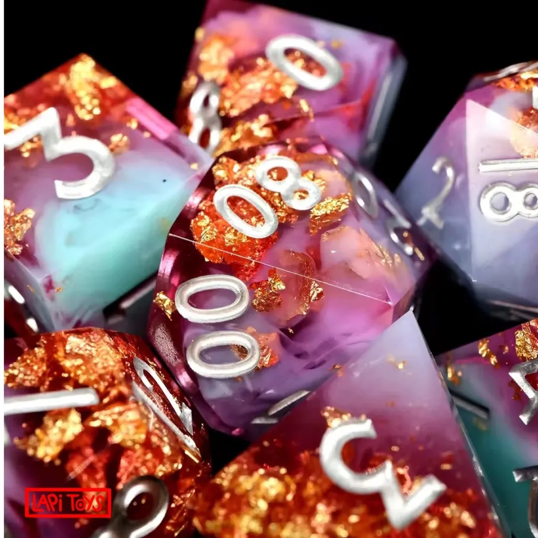 Lapi Toys Polydice D&D Dozen - 7 Stuks - Roze/Blauw