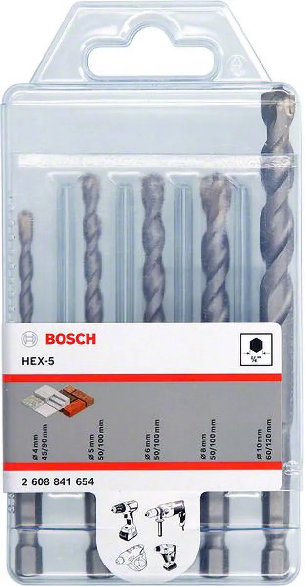 Bosch HEX-5 Beton-Spiralboor-Set 5 Stuks