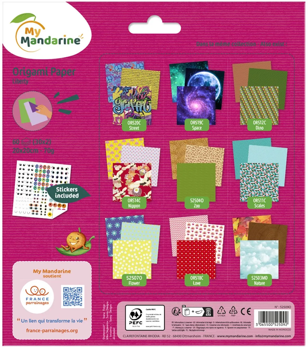 Clairefontaine Origami Papier Liberty 60 Vel 70g 20x20cm - Meerkleurig