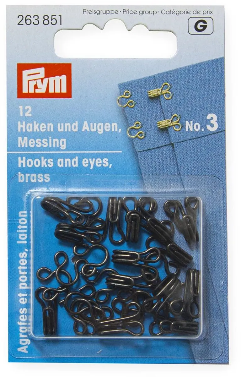 Prym Haken en Ogen No. 3 - 1 Stuk - Messing Zwart
