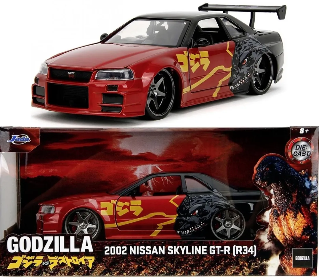 Jada Toys Nissan Skyline GT-R R34 2002 Godzilla 1:24
