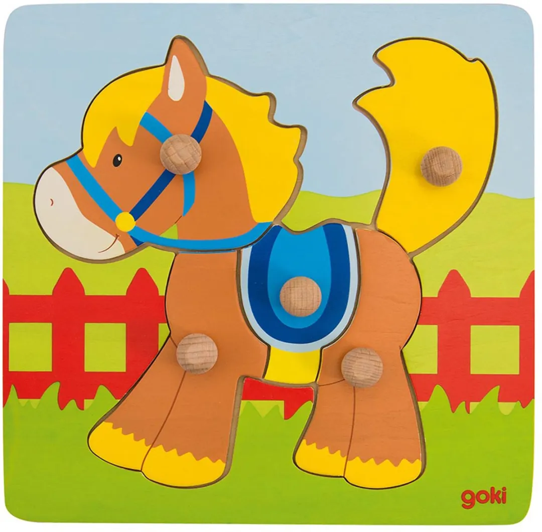Goki Lift-out Puzzle Paard 57555 - Bruin
