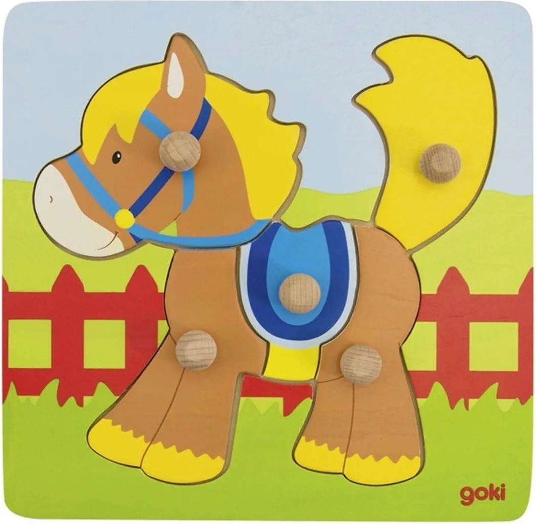 Goki Lift-out Puzzle Paard 57555 - Bruin