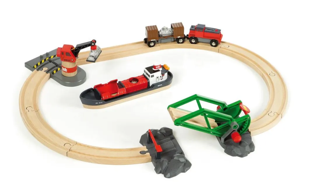 BRIO Treinset Vracht bij de Haven 33061 - 14-delig - Rood