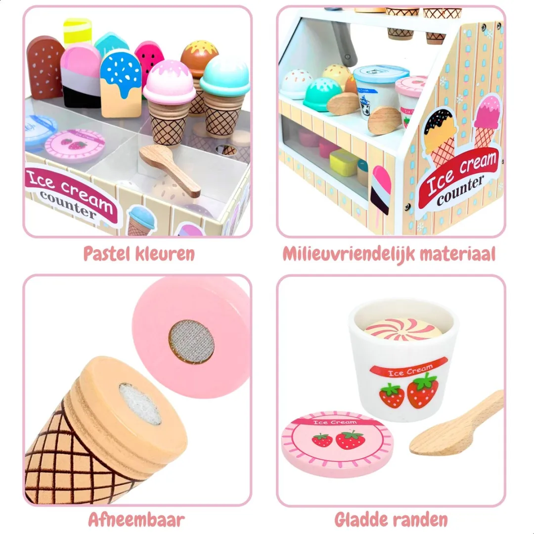LiasToys Houten IJs Speelset - Speelkeuken - 3+