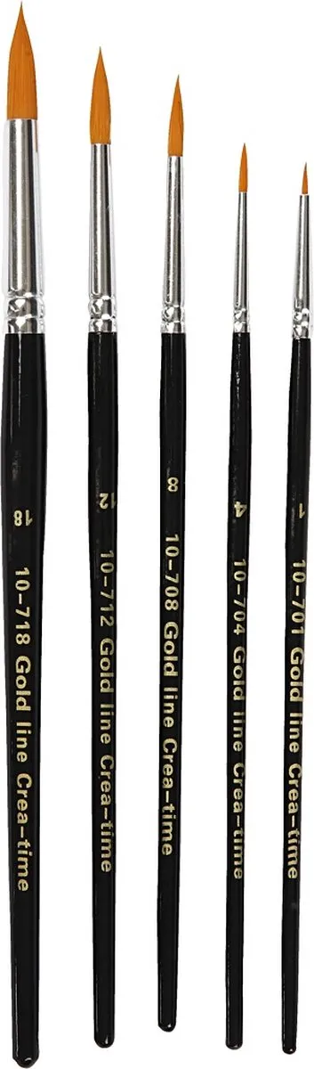 Creativ Company Gold Line Acryl Penselen Rond - 5 Stuks