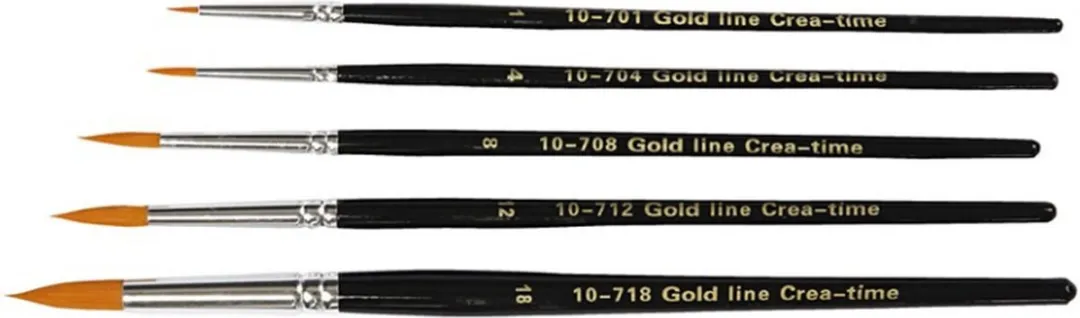 Creativ Company Gold Line Acryl Penselen Rond - 5 Stuks
