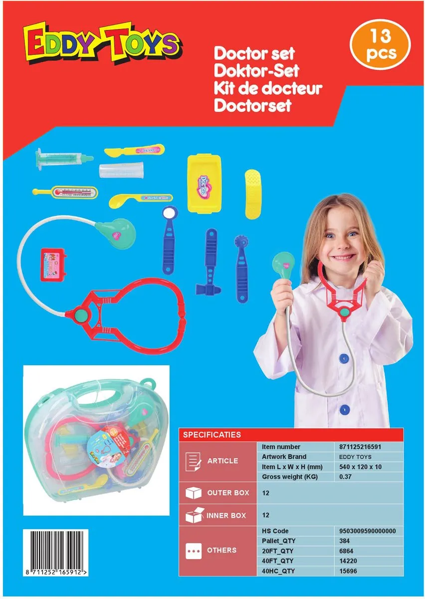 Eddy Toys Dokterset 13 Stuks - Blauw