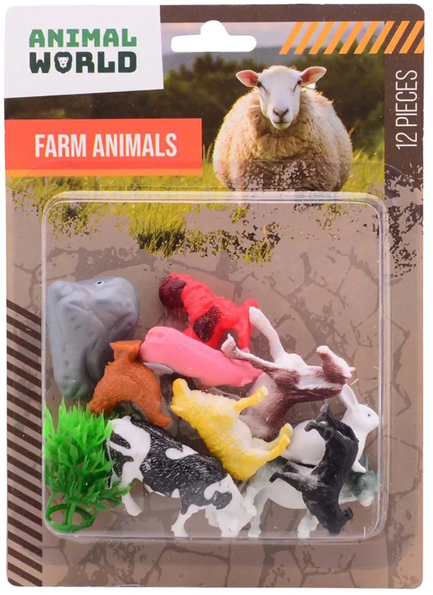 Johntoy Animal World Boerderij Dieren Speelset 12-delig - Multikleur