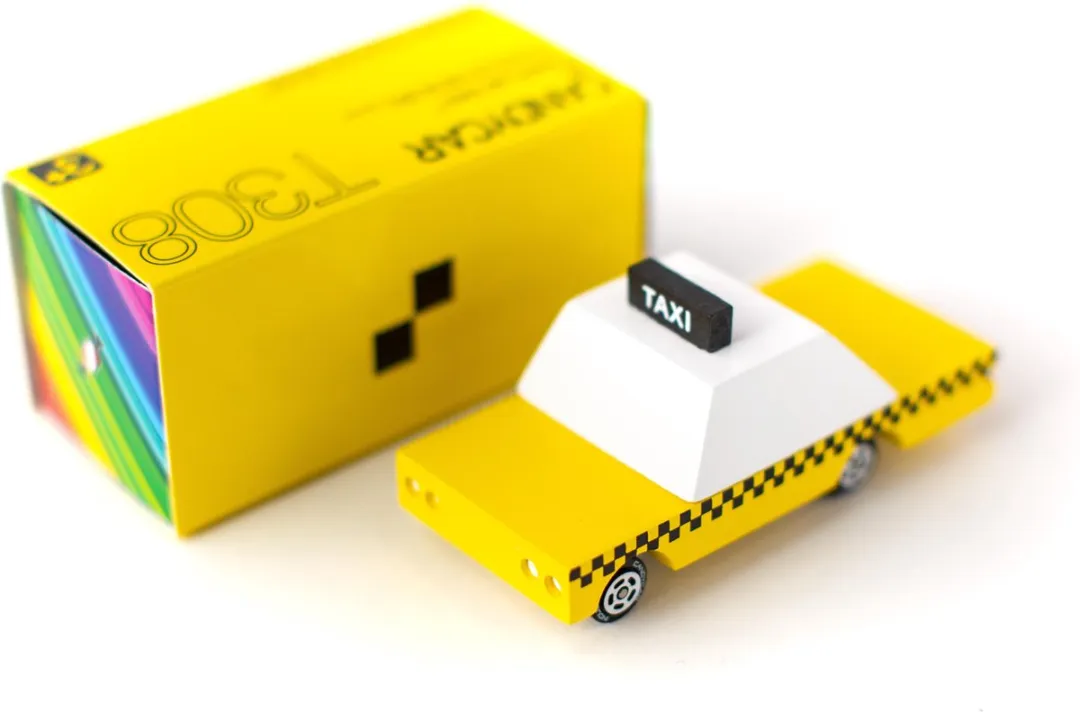 Candylab Toys Yellow Taxi CNDF102 - Houten Diecast - 3+