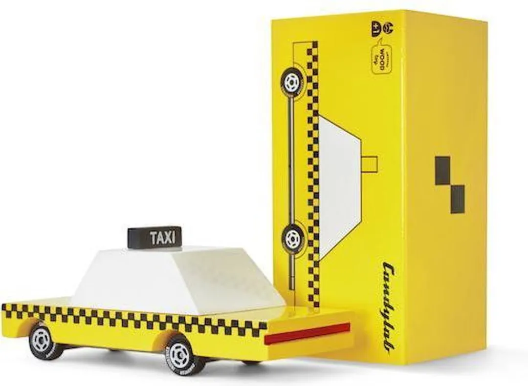 Candylab Toys Yellow Taxi CNDF102 - Houten Diecast - 3+