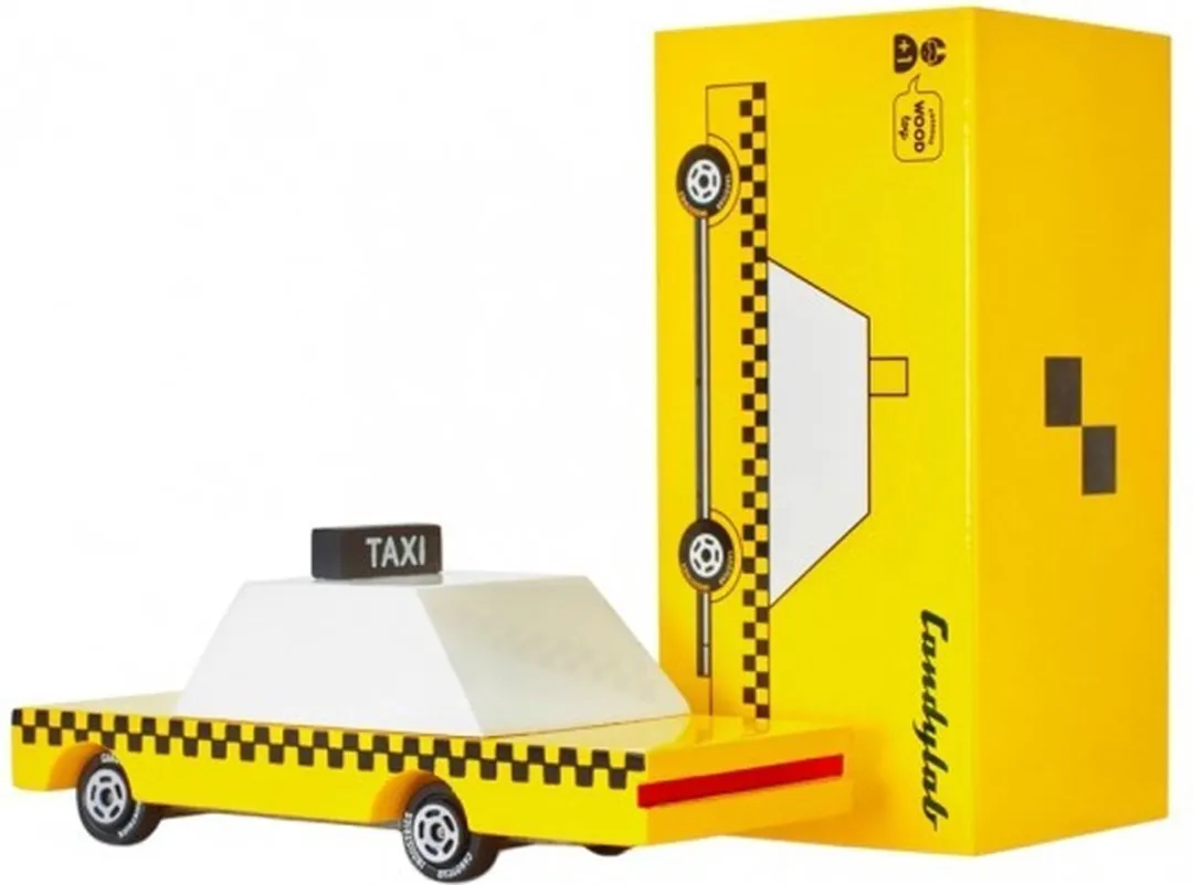 Candylab Toys Yellow Taxi CNDF102 - Houten Diecast - 3+